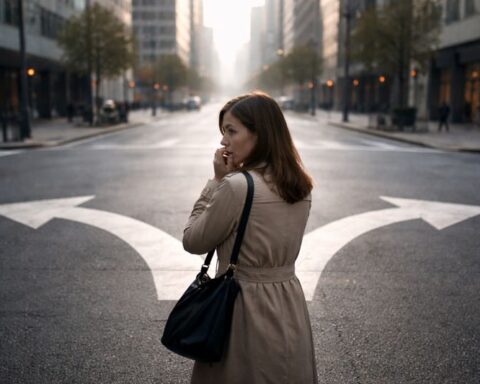 Femme qui doute sur le route à suivre