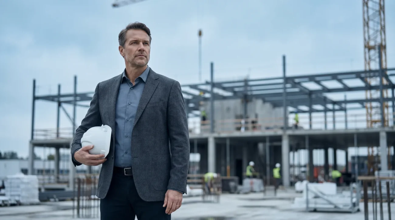 Un dirigeant devant un chantier